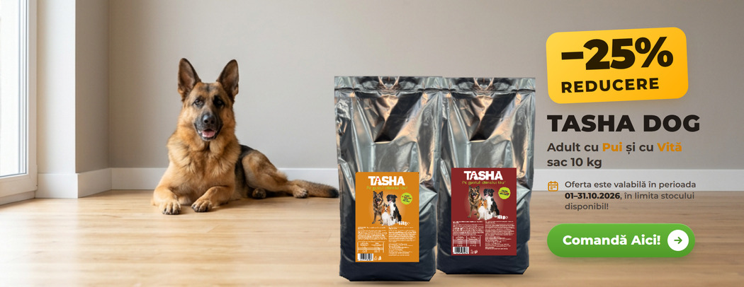 Oferta Tasha Dog Adult Pui și Vită 10 kg – 25% reducere